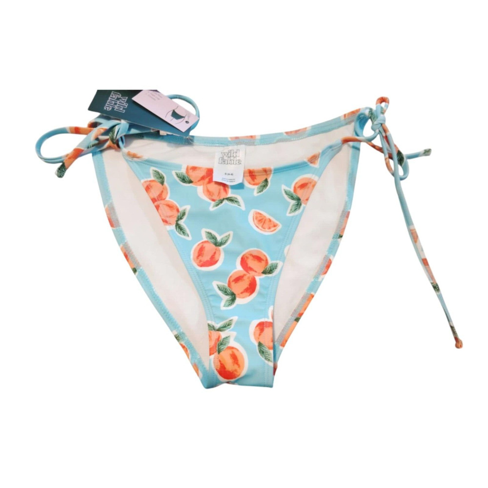Wild Fable Women’s Large Blue Orange Fruit Low Rise High Leg Cheeky‎ Swim Bottom